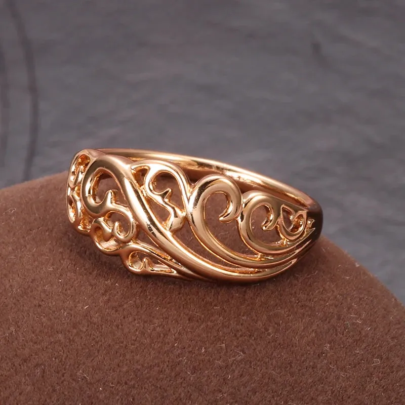 Luxury Top Quality Hollow Crown Filled Rose Gold of 14-Karat Purity New Trend Rings - Fashion Classic Jewelry Gifts