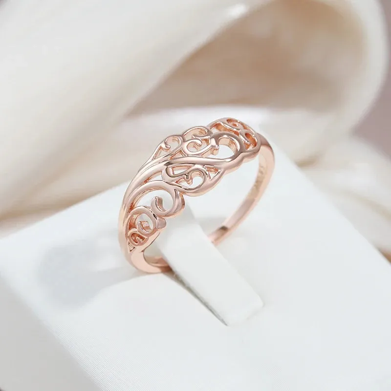 Luxury Top Quality Hollow Crown Filled Rose Gold of 14-Karat Purity New Trend Rings - Fashion Classic Jewelry Gifts