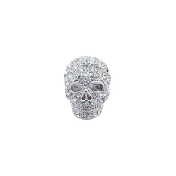 Mad & Bad Clear Crystal Skull Lapel Pin