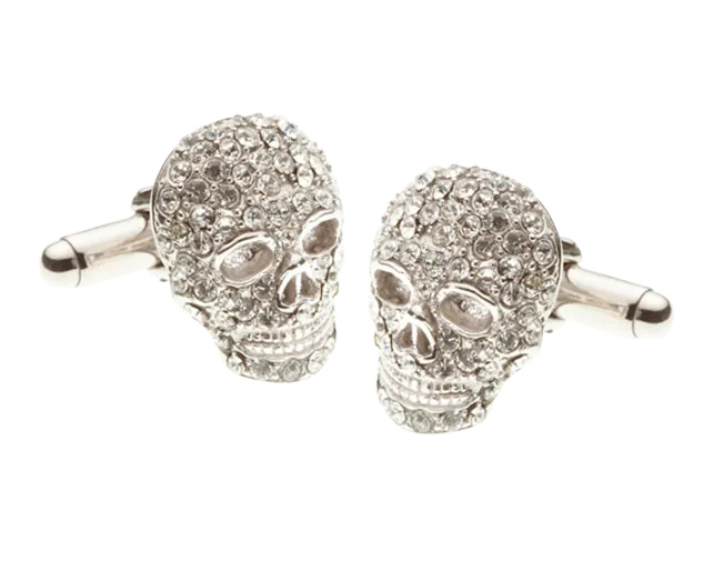 Mad & Bad Clear Crystal Skull Lapel Pin