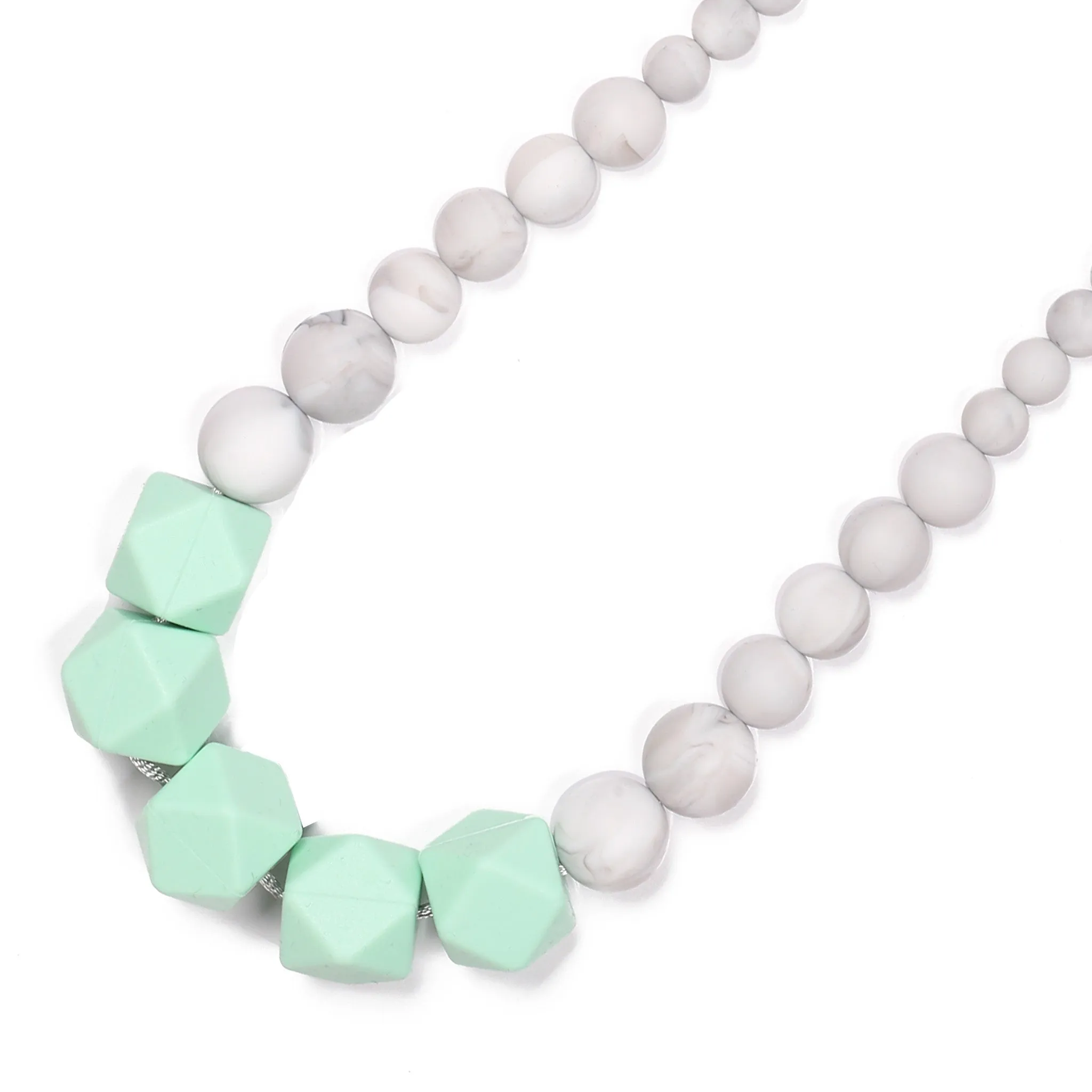Madison Teething Necklace - Mint/Marble