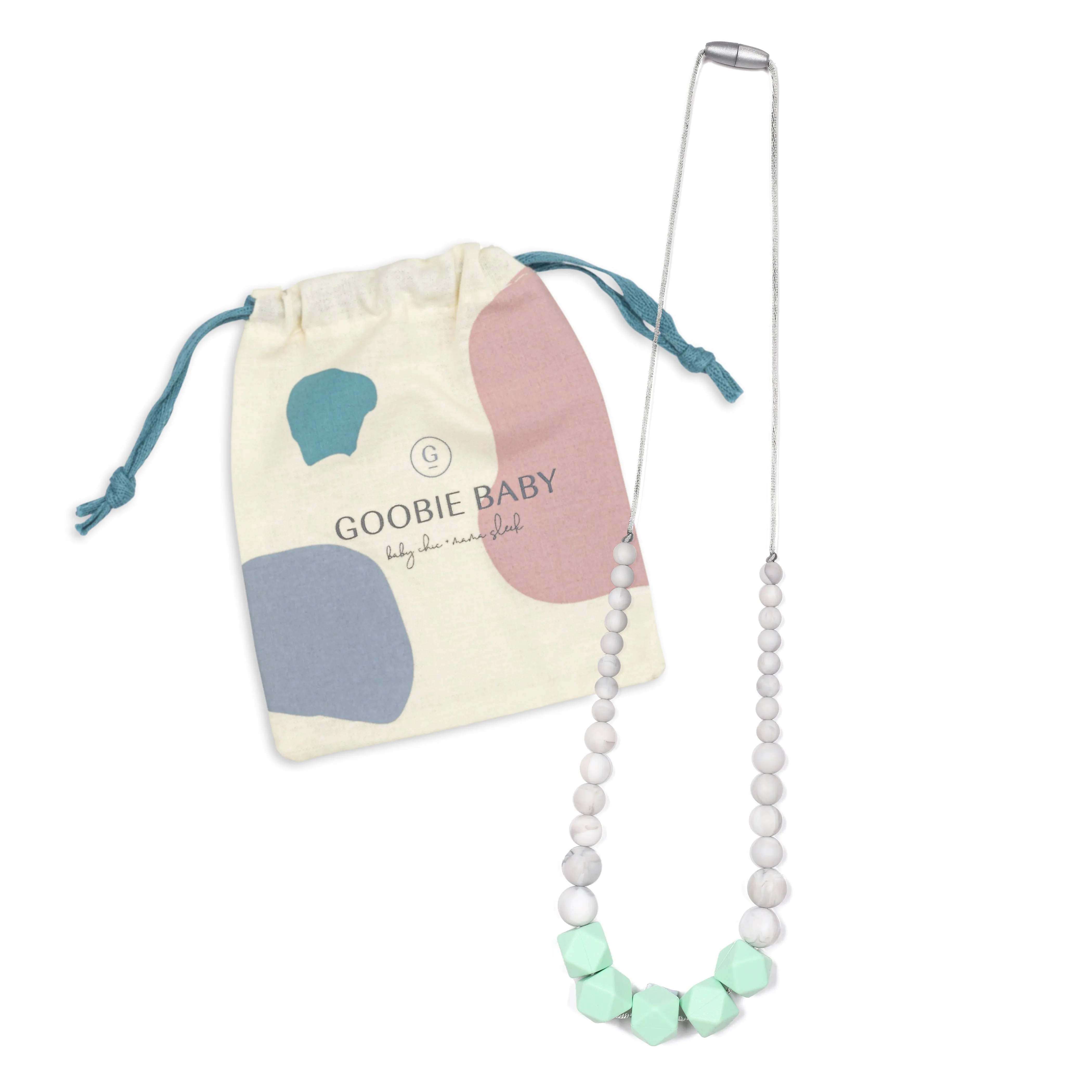 Madison Teething Necklace - Mint/Marble