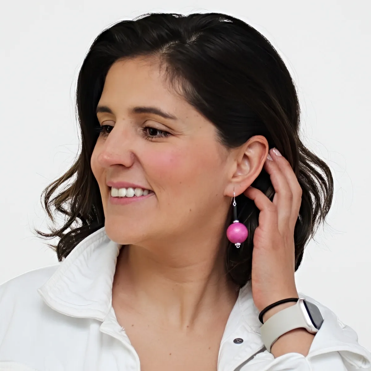 Magenta Ball Drop Earring