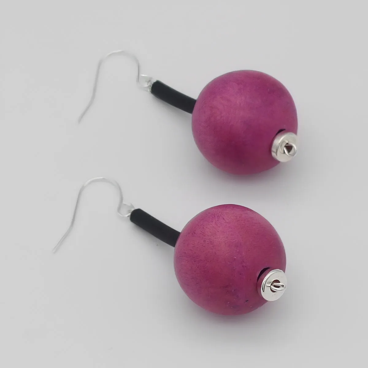 Magenta Ball Drop Earring