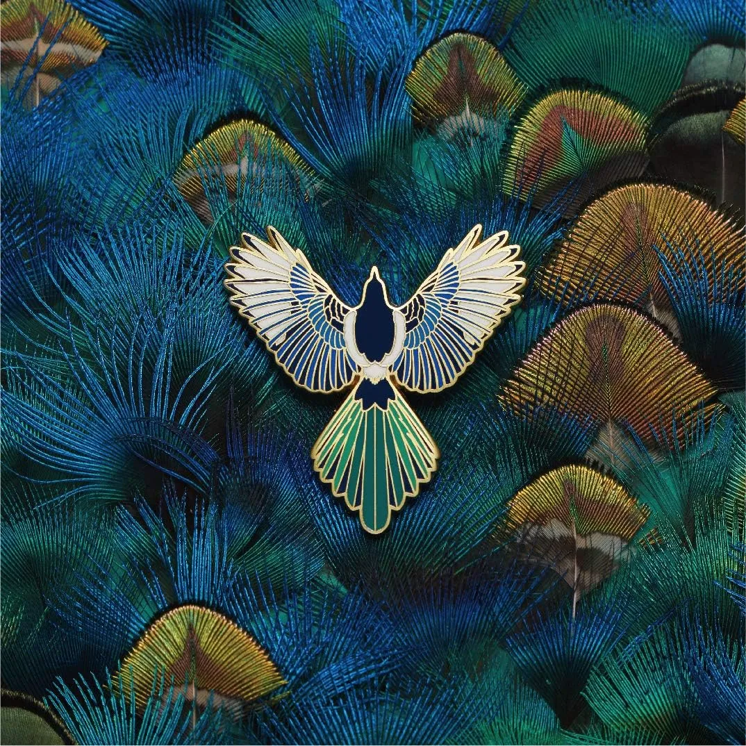 Magpie Enamel Pin Lapel Brooches Animal