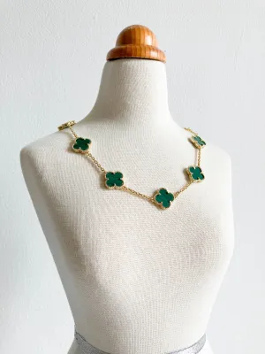 Malachite Quatrefoil Choker in Gold