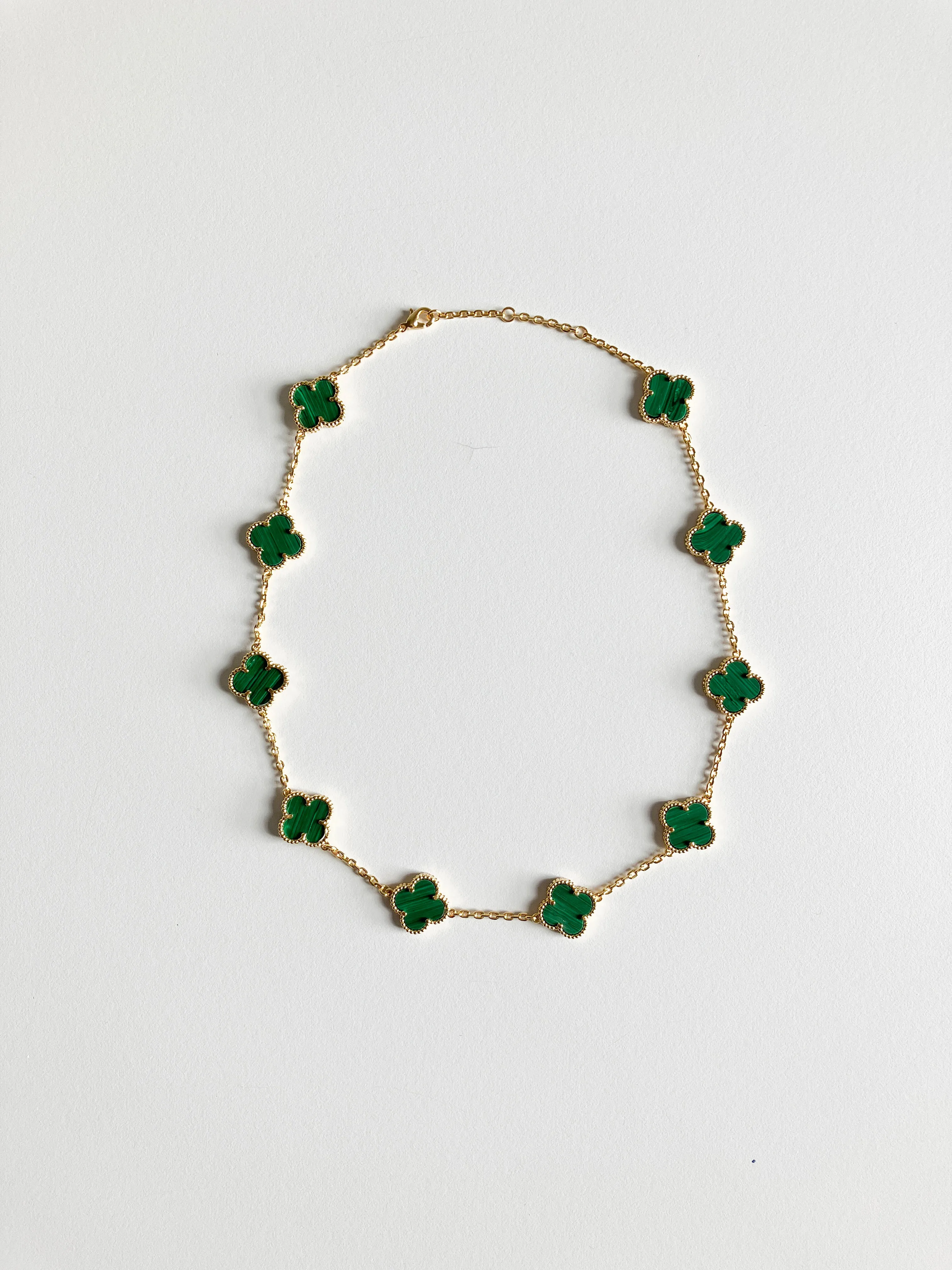 Malachite Quatrefoil Choker in Gold
