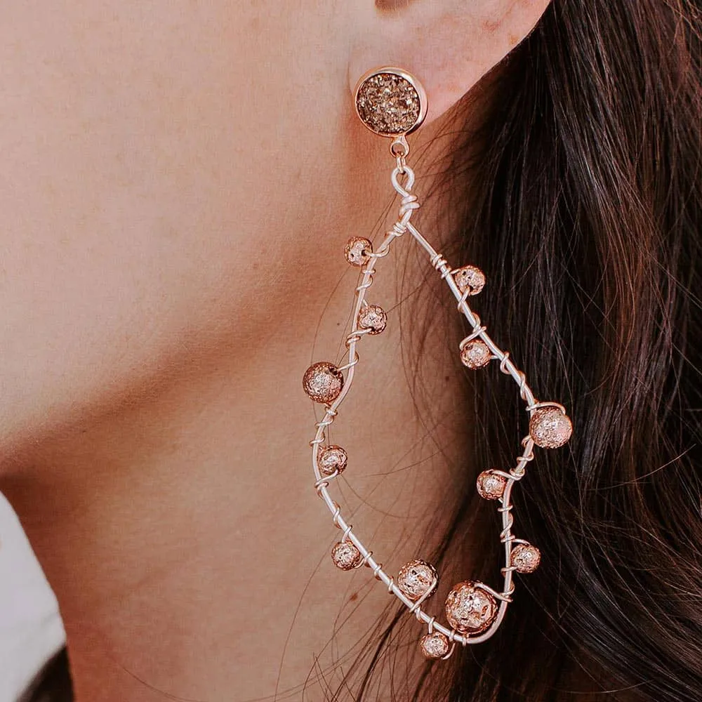 Marcie Rose Gold Lava Rock Earrings