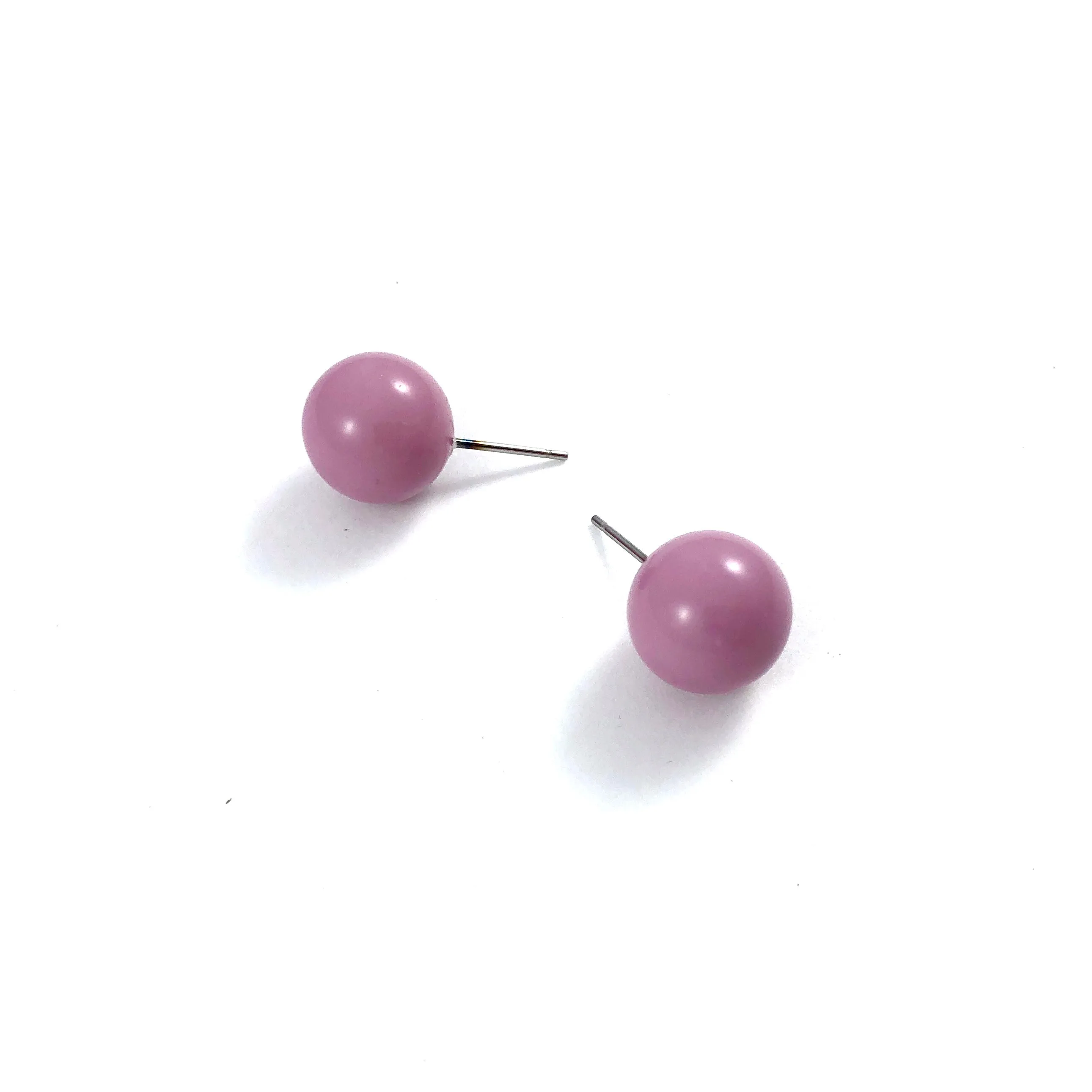 Mauve Purple Ball Stud Earrings