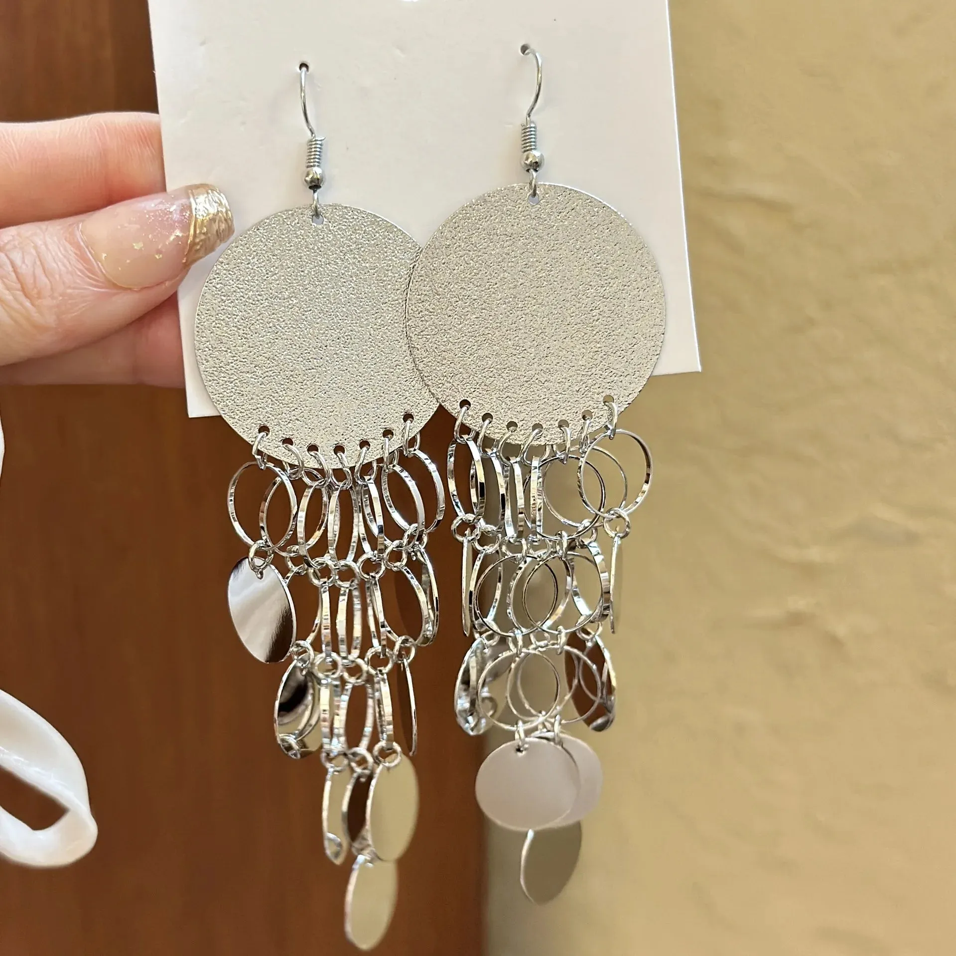 MAYTRENDS  -  Long Round Sequin Tassel Pendant Earrings Retro New Big Circle Bohemian Drop Earrings Fashion Jewelry