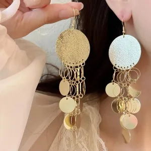 MAYTRENDS  -  Long Round Sequin Tassel Pendant Earrings Retro New Big Circle Bohemian Drop Earrings Fashion Jewelry