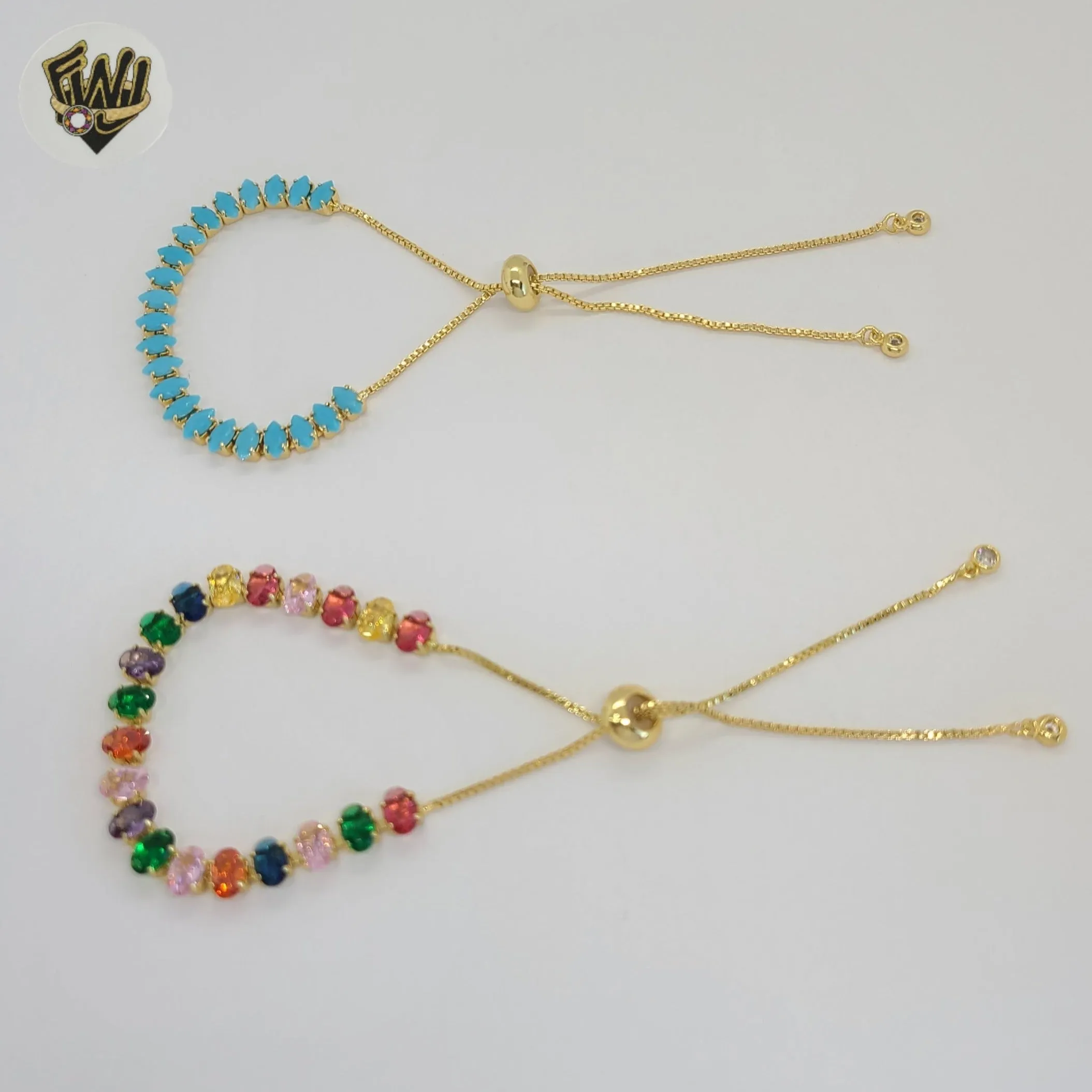(MBRA-24) Gold Laminate - 6mm Adjustable Zircon Bracelet - BGO