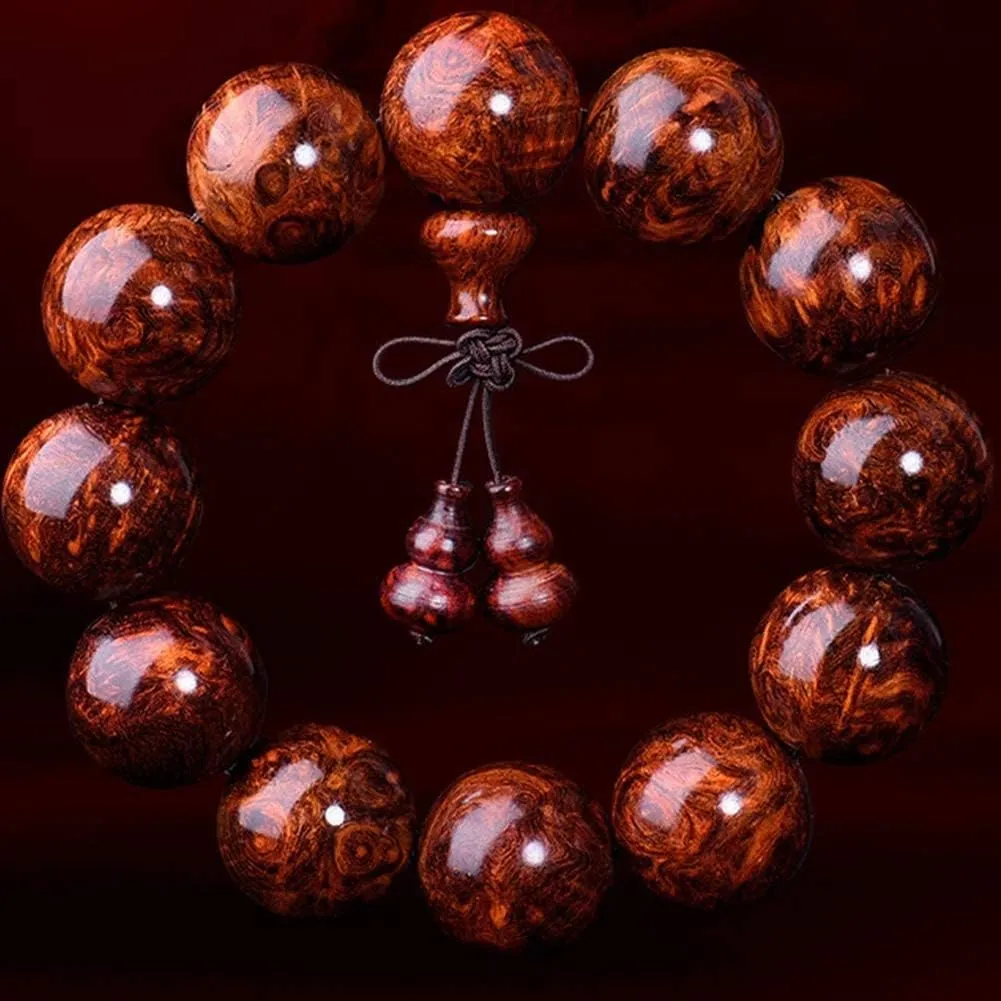 Meditation Buddhist Prayer Beads Necklace, Bracelet, Prayer Beads Mala Bracelet Natural Wood Tibetan Buddhist Buddha Meditation Mala Couple Jewelry for Unisex (Size : 25mm)