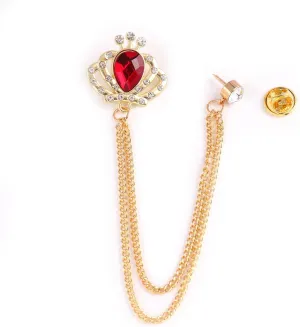 Men's brooches Gold Crown Red Gemstone Evening Party Women's fashion accessories gift brooch
