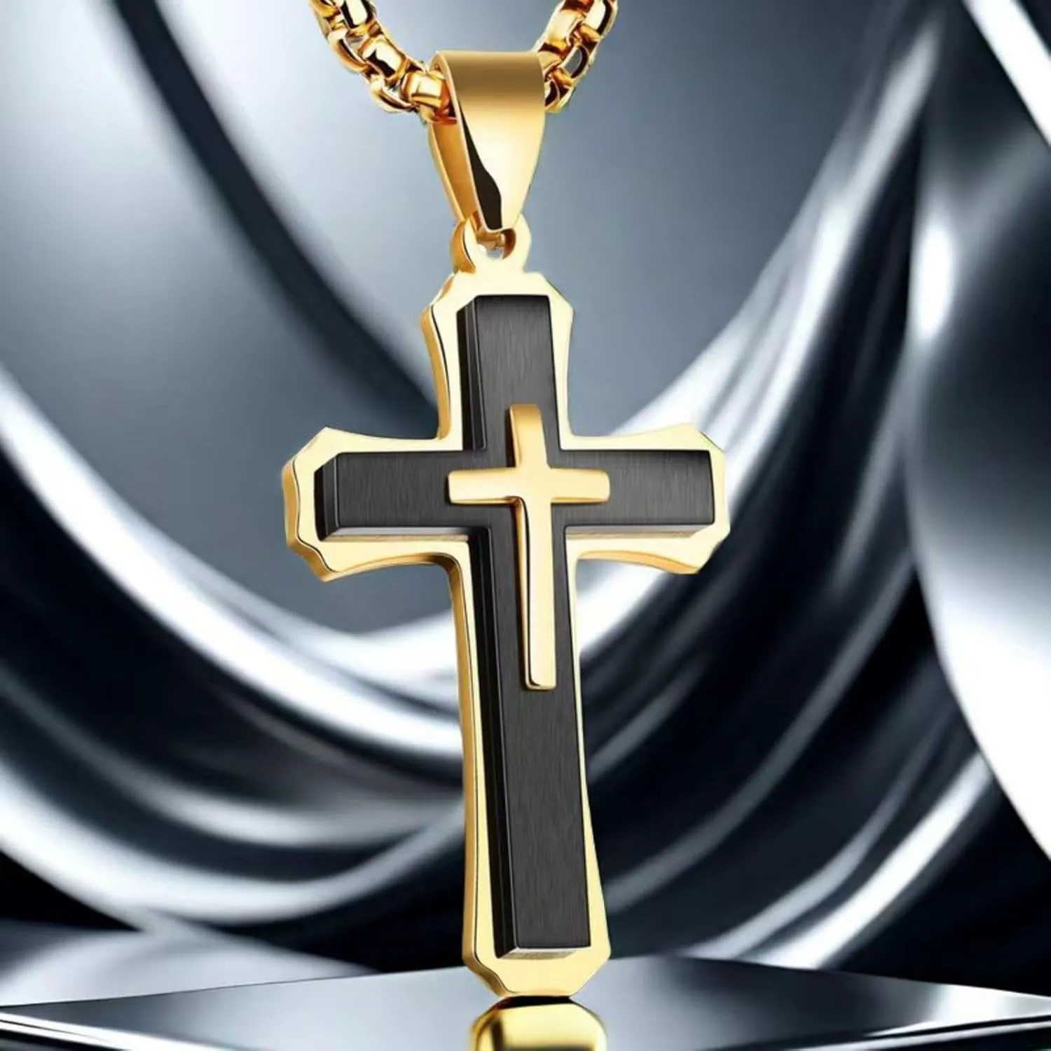 Mens Cross Necklaces Stainless Steel Cross Pendant Necklace For Men