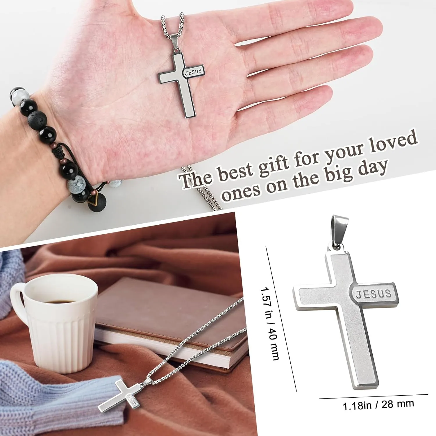Mens Cross Necklaces Stainless Steel Cross Pendant Necklace For Men