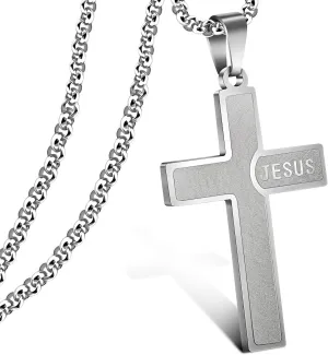 Mens Cross Necklaces Stainless Steel Cross Pendant Necklace For Men