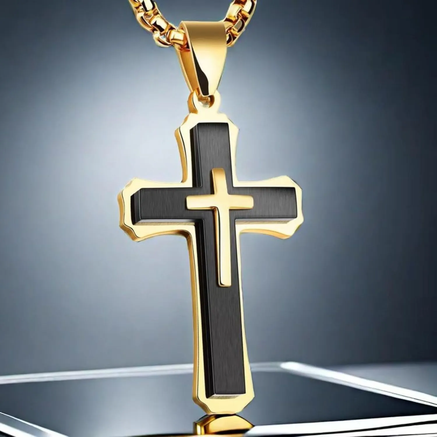 Mens Cross Necklaces Stainless Steel Cross Pendant Necklace For Men
