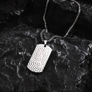 Men's Hammered Style Necklaces,Waterproof Stainless Steel Geometric Pendant Collar