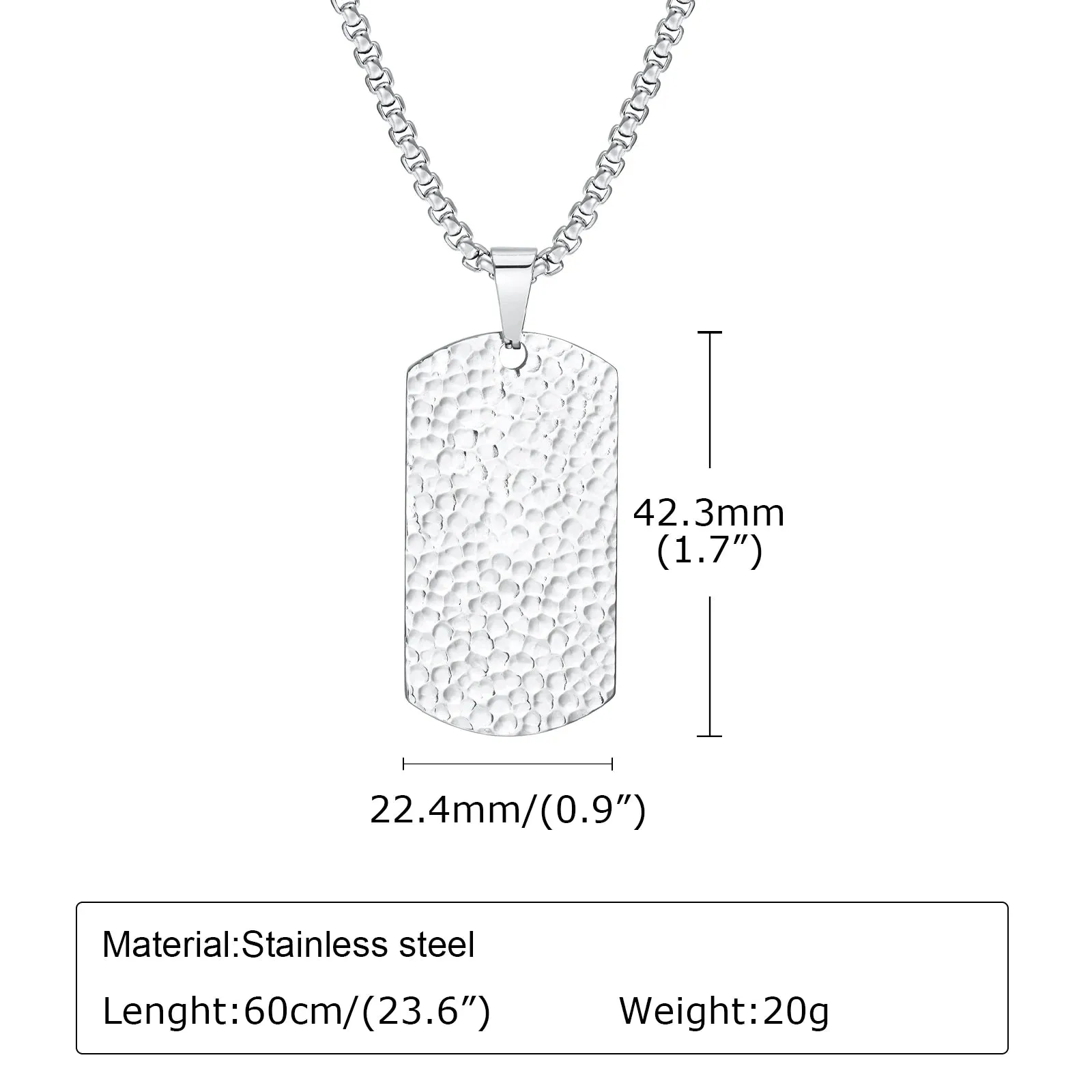 Men's Hammered Style Necklaces,Waterproof Stainless Steel Geometric Pendant Collar