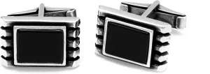 Men's Solid Sterling Silver Cufflinks with Rectangle Onyx Gemstone