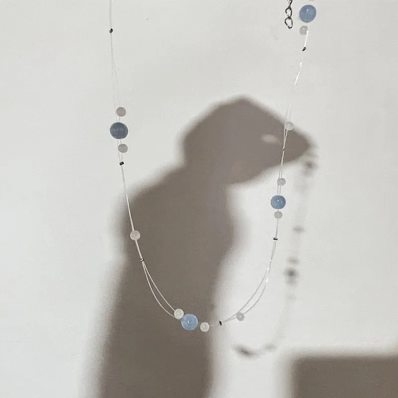 Mermaid's Tears Necklace Ocean Sea Invisible Transparent chain Fishing Line Short Chain Beach Pendants Transparent Necklaces
