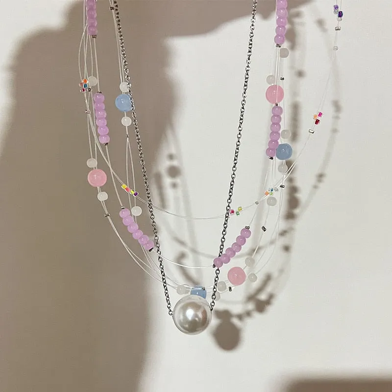 Mermaid's Tears Necklace Ocean Sea Invisible Transparent chain Fishing Line Short Chain Beach Pendants Transparent Necklaces