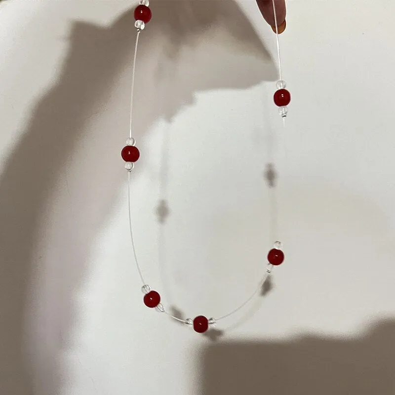 Mermaid's Tears Necklace Ocean Sea Invisible Transparent chain Fishing Line Short Chain Beach Pendants Transparent Necklaces