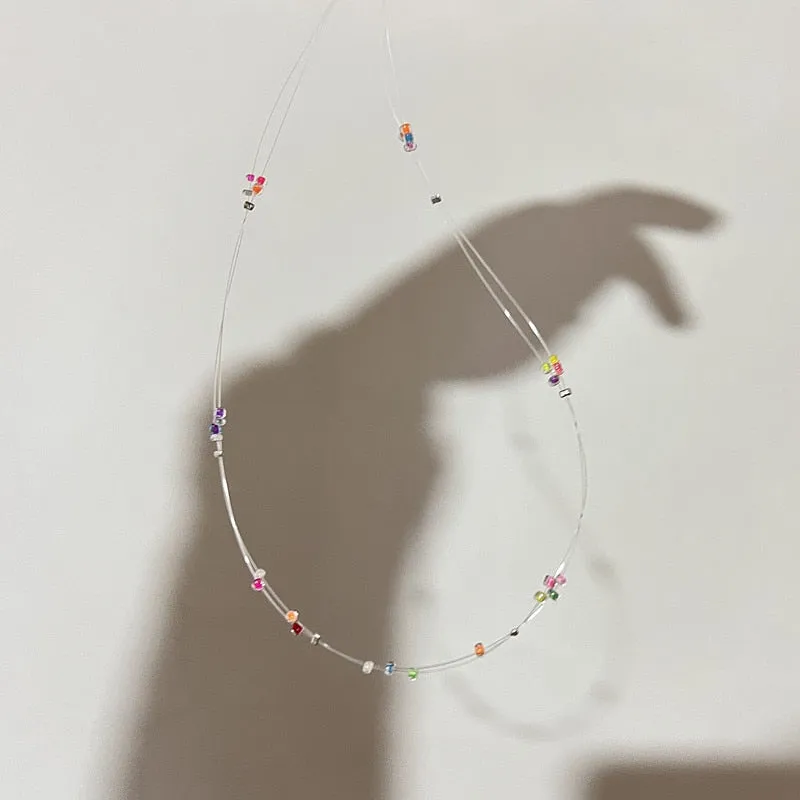 Mermaid's Tears Necklace Ocean Sea Invisible Transparent chain Fishing Line Short Chain Beach Pendants Transparent Necklaces