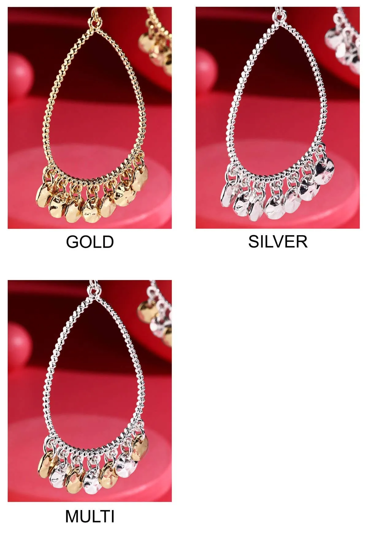 Metal Teardrop Earrings w/ Charms