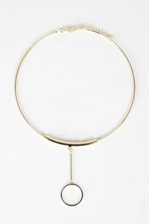 Metallic Circle Charm Choker