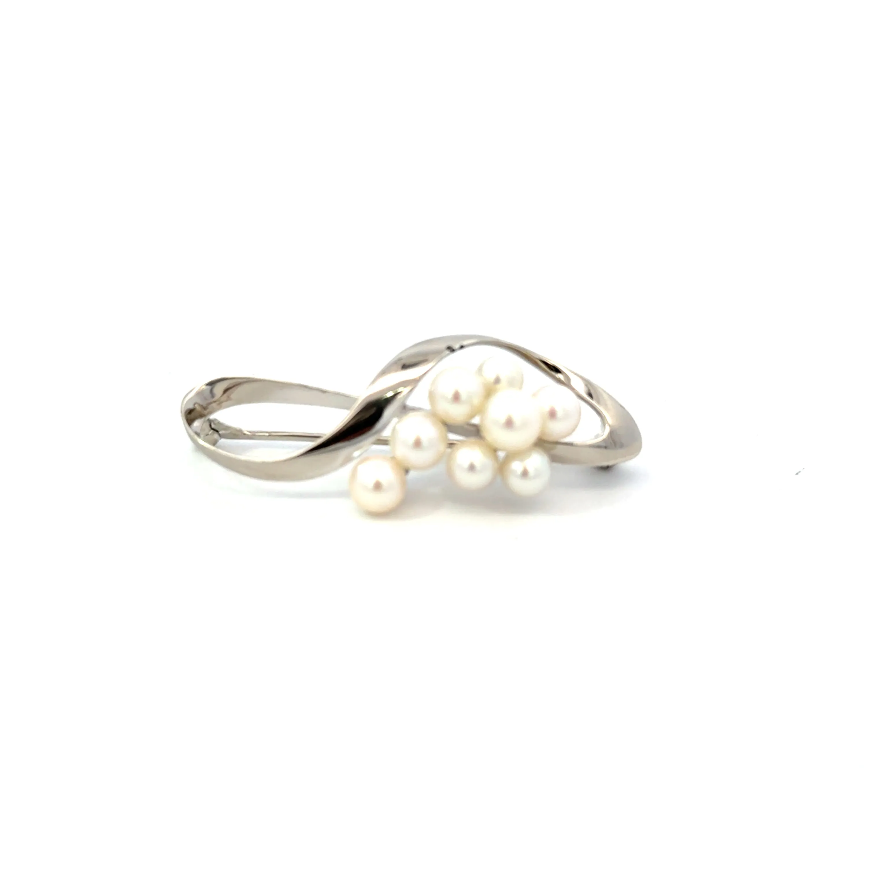 Mikimoto Akoya Pearl Brooch Sterling Silver 5.3 mm Estate M444