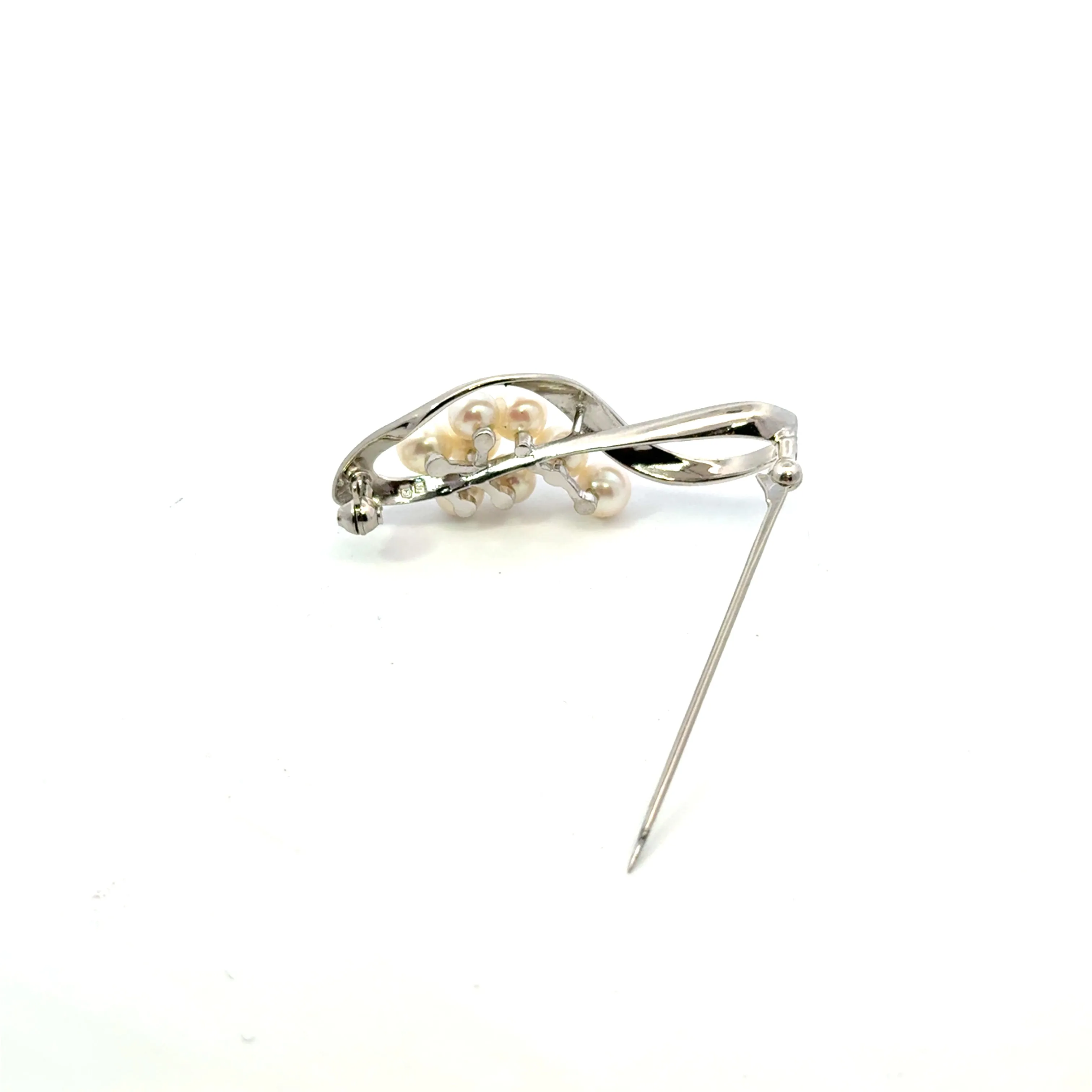 Mikimoto Akoya Pearl Brooch Sterling Silver 5.3 mm Estate M444