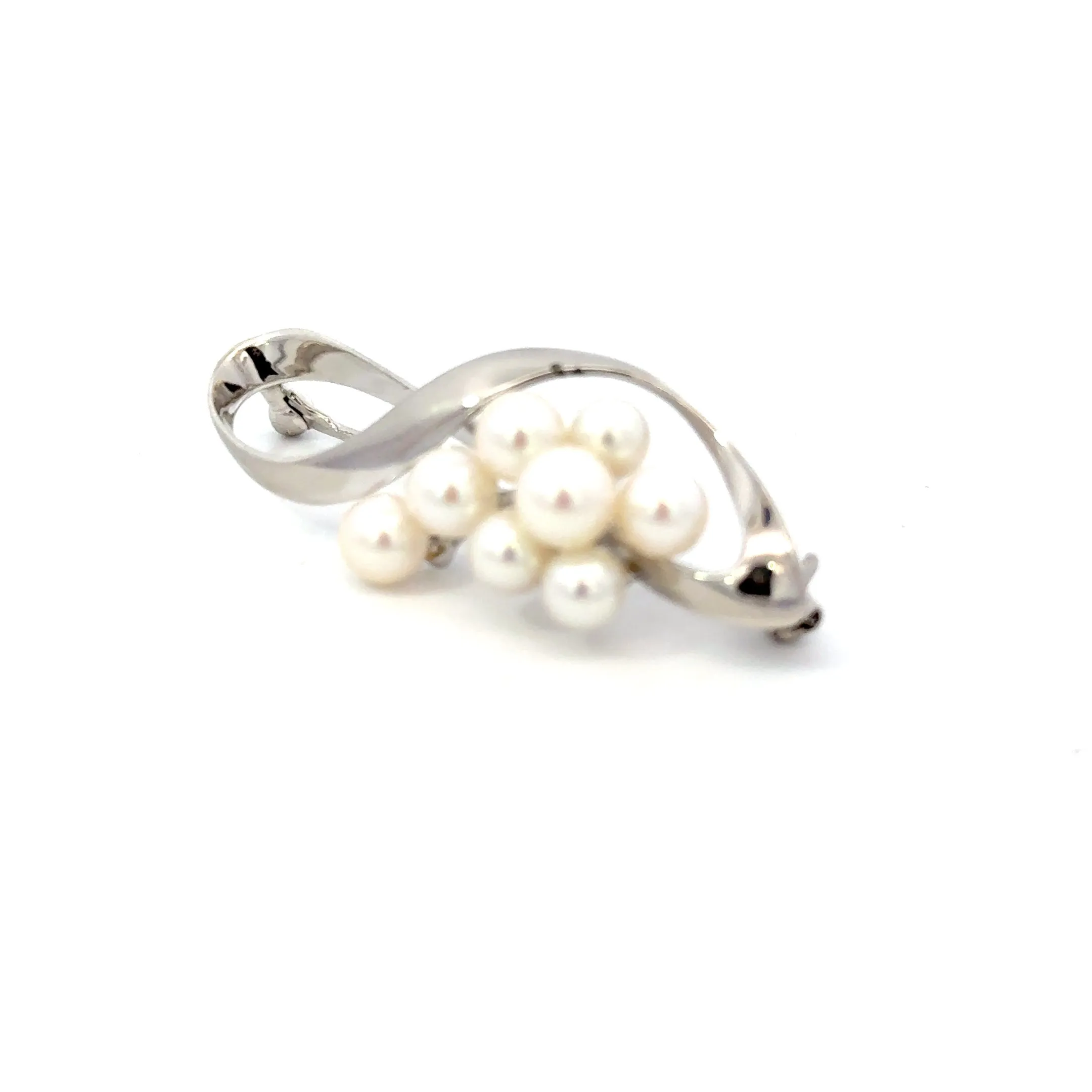 Mikimoto Akoya Pearl Brooch Sterling Silver 5.3 mm Estate M444