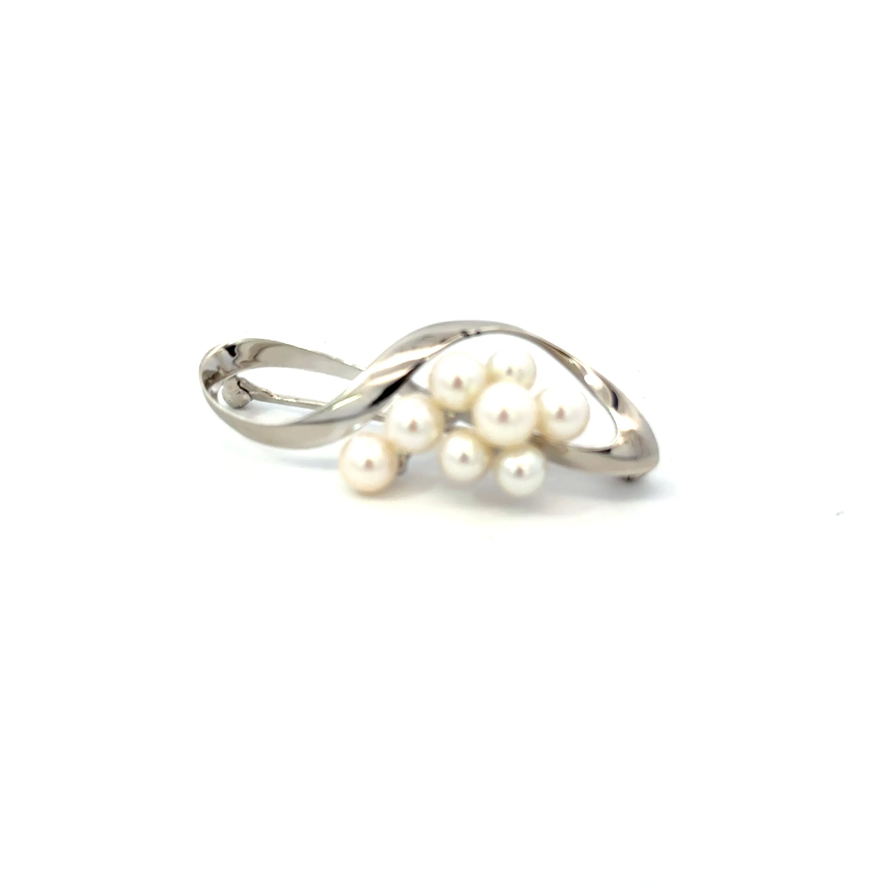 Mikimoto Akoya Pearl Brooch Sterling Silver 5.3 mm Estate M444