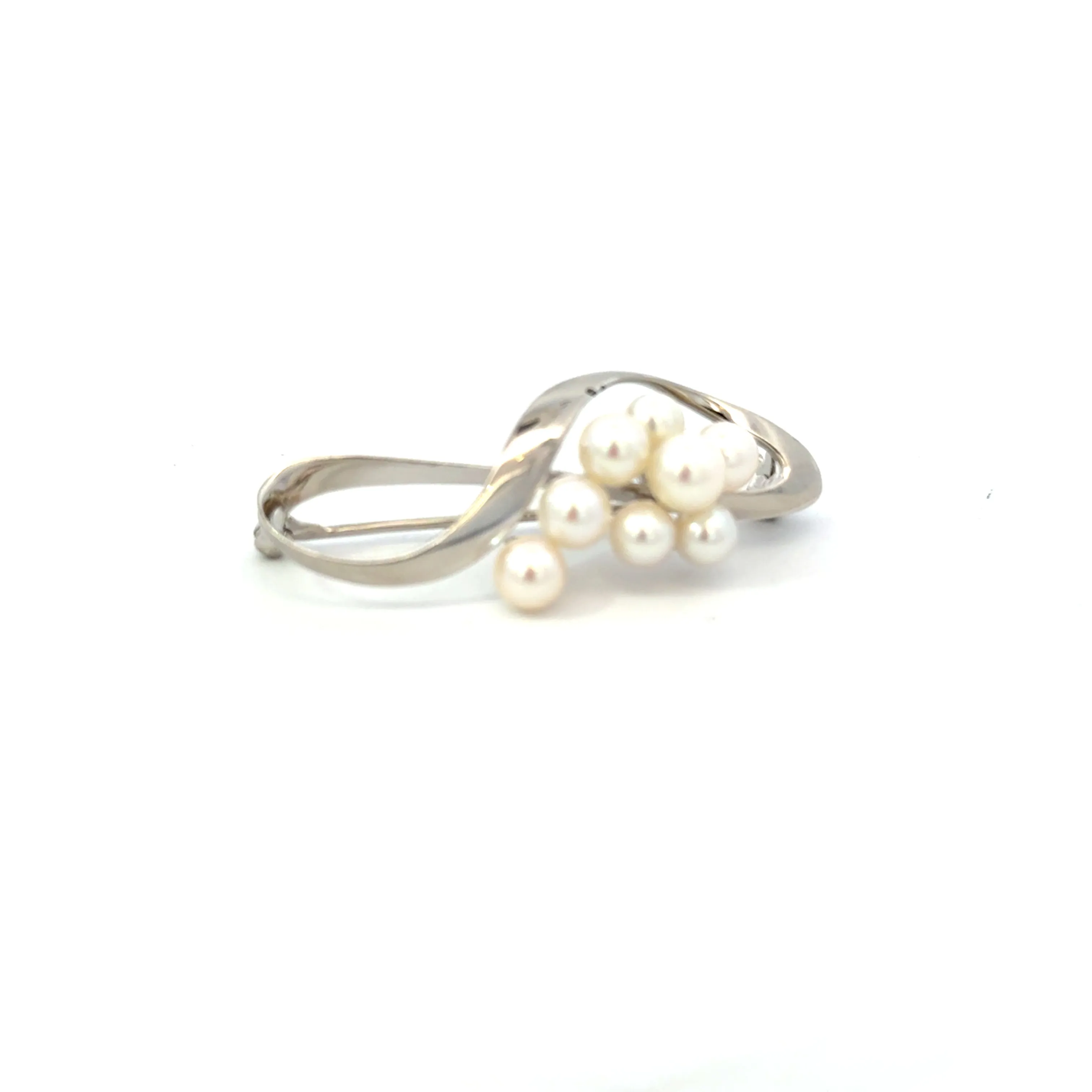 Mikimoto Akoya Pearl Brooch Sterling Silver 5.3 mm Estate M444