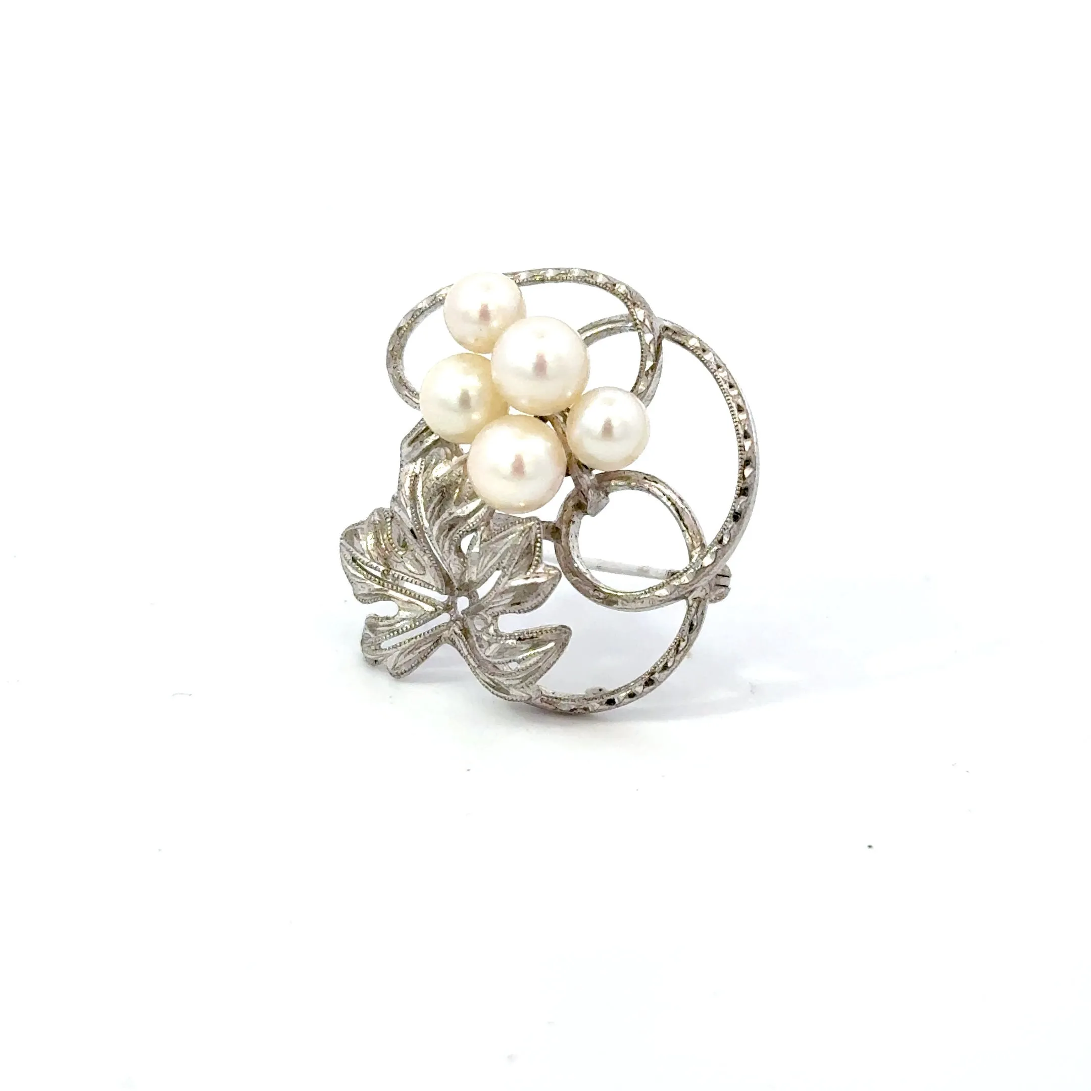 Mikimoto Akoya Pearl Brooch Sterling Silver 6 mm 5.24 Grams Estate M439