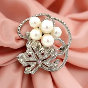 Mikimoto Akoya Pearl Brooch Sterling Silver 6 mm 5.24 Grams Estate M439
