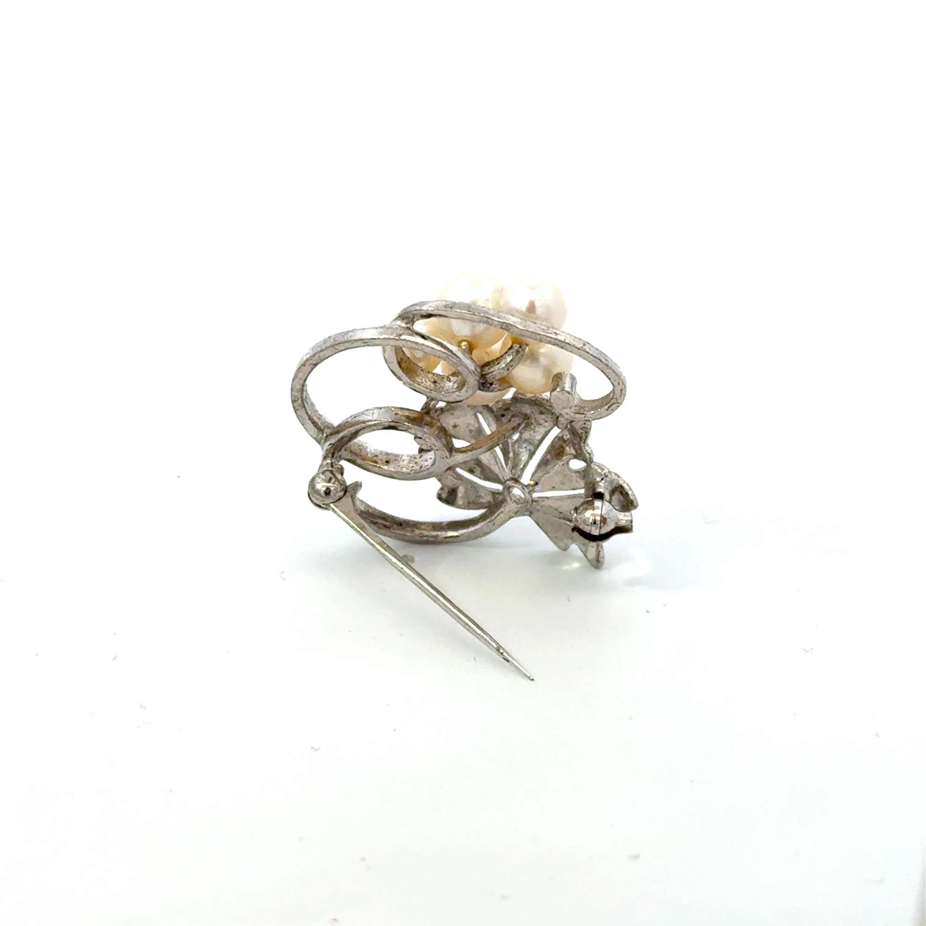 Mikimoto Akoya Pearl Brooch Sterling Silver 6 mm 5.24 Grams Estate M439