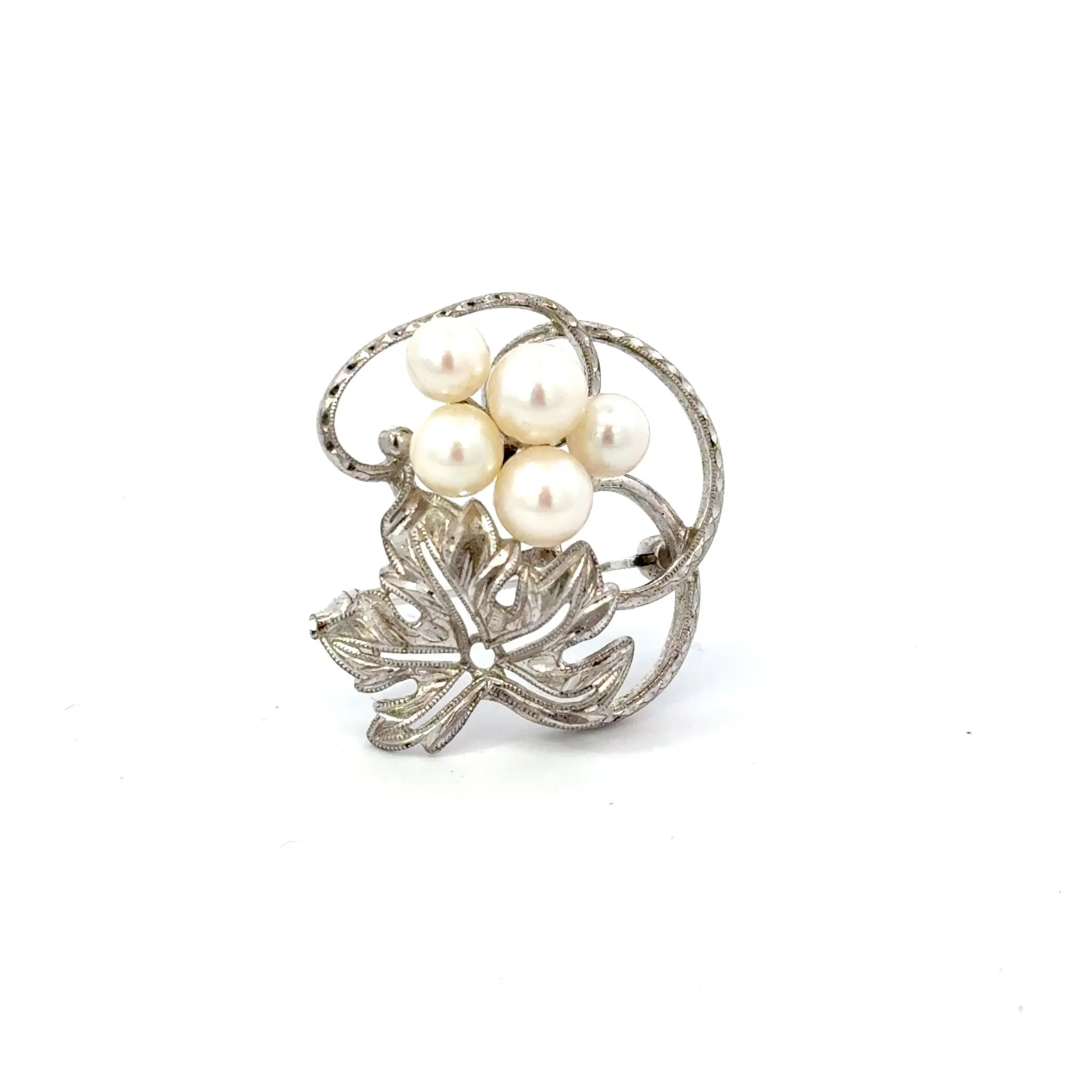 Mikimoto Akoya Pearl Brooch Sterling Silver 6 mm 5.24 Grams Estate M439