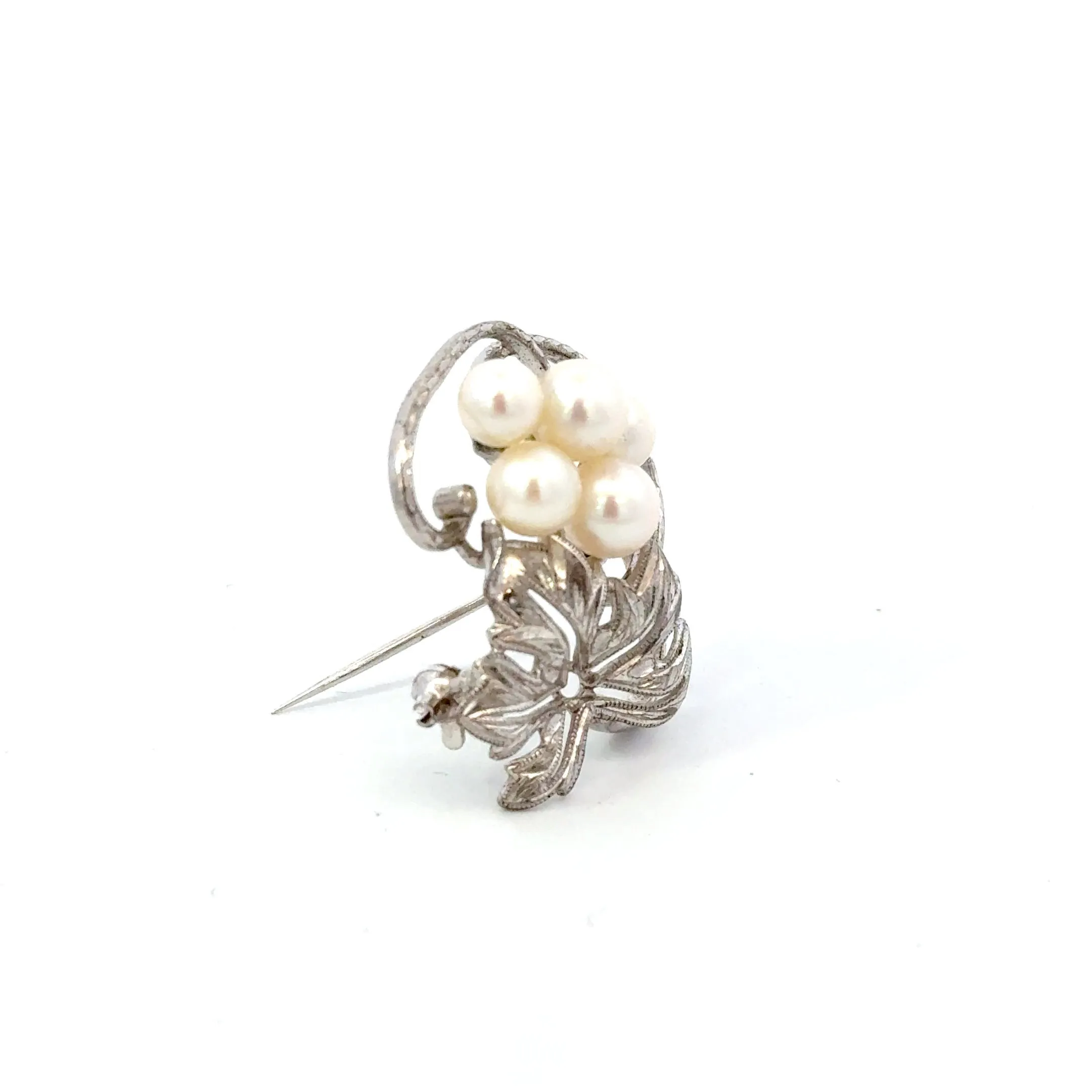 Mikimoto Akoya Pearl Brooch Sterling Silver 6 mm 5.24 Grams Estate M439