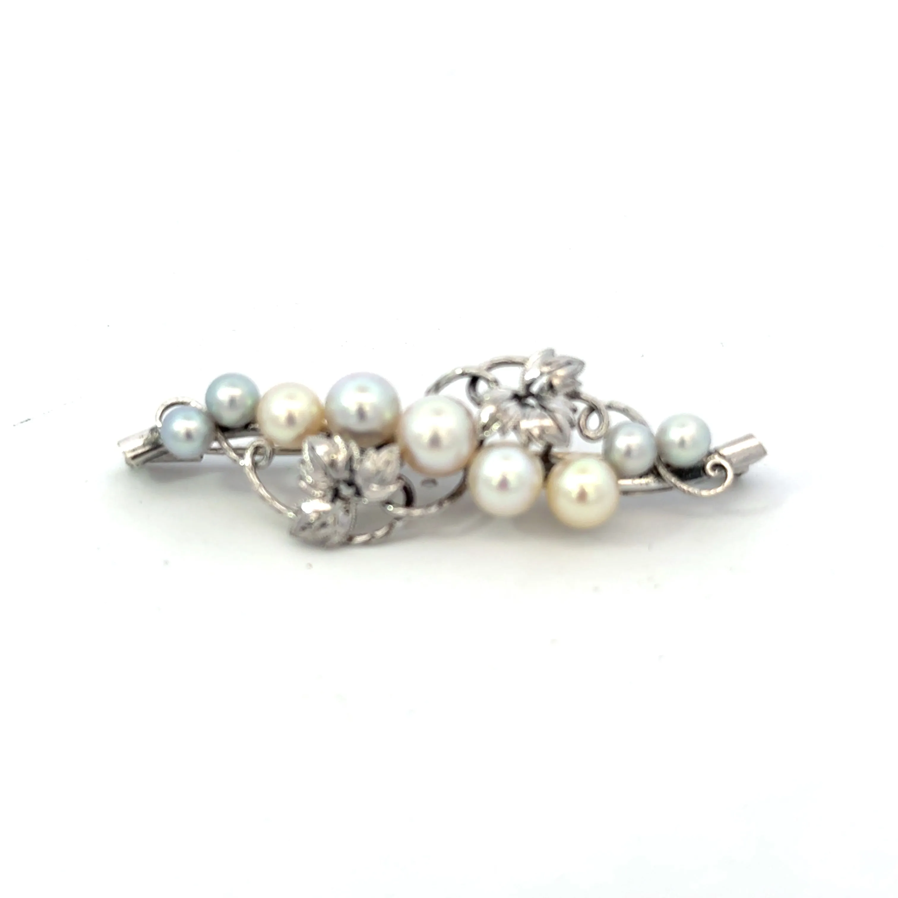 Mikimoto Akoya Pearl Brooch Sterling Silver 6.8 mm Estate 8 Grams M443