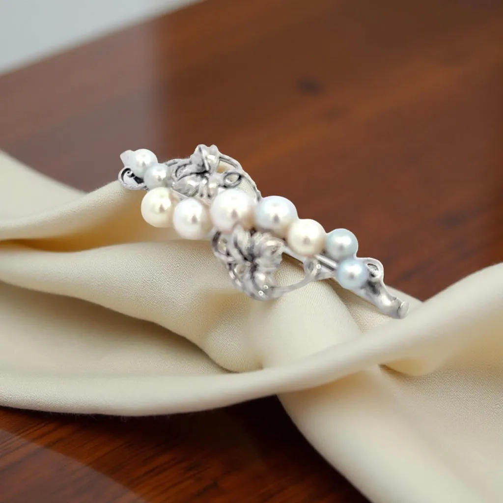 Mikimoto Akoya Pearl Brooch Sterling Silver 6.8 mm Estate 8 Grams M443