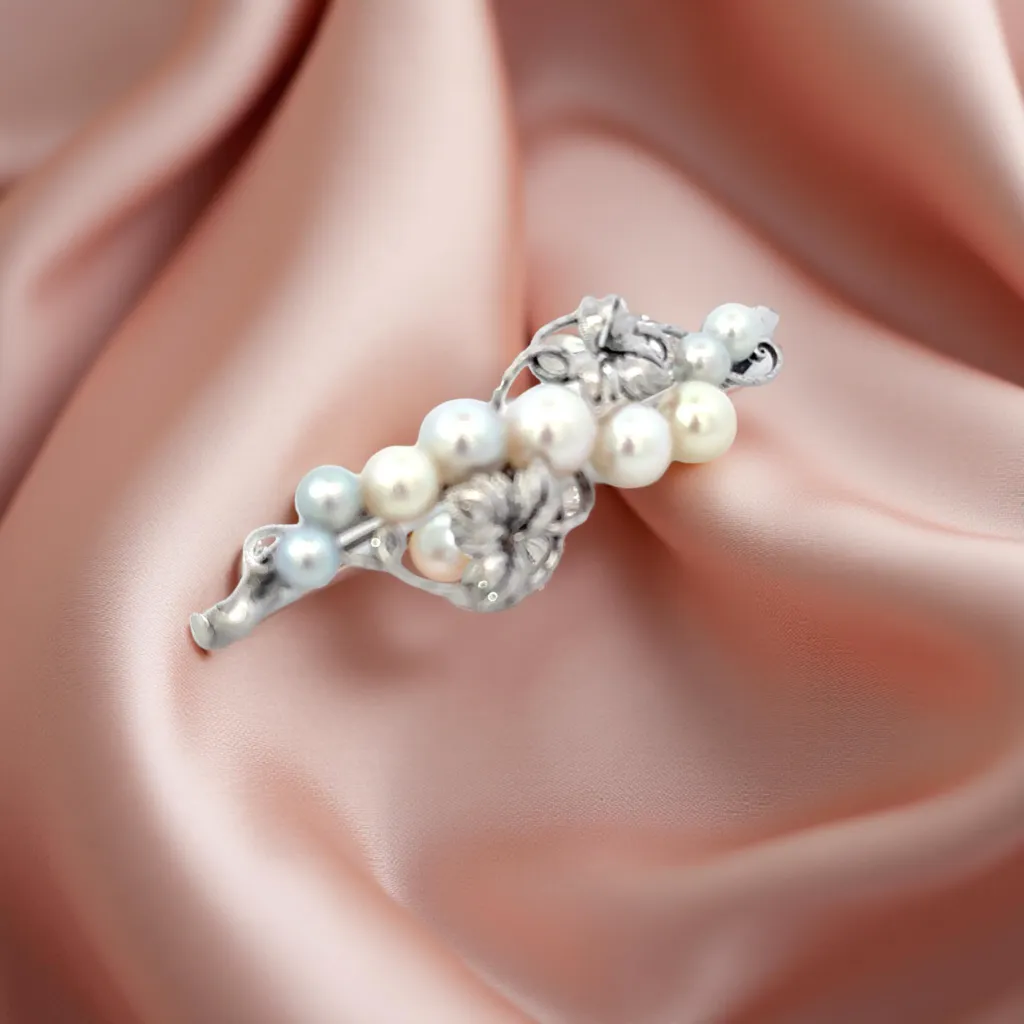 Mikimoto Akoya Pearl Brooch Sterling Silver 6.8 mm Estate 8 Grams M443