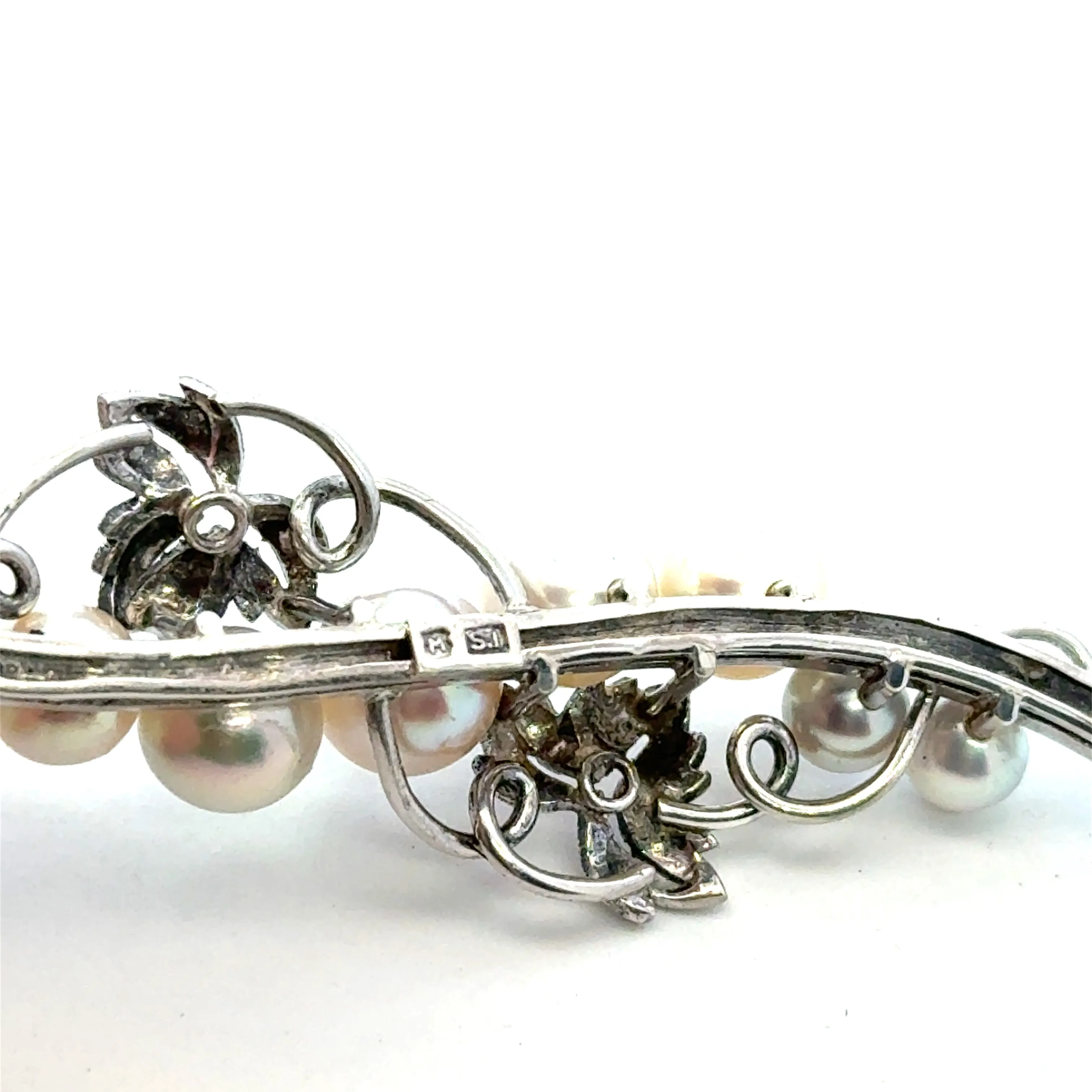 Mikimoto Akoya Pearl Brooch Sterling Silver 6.8 mm Estate 8 Grams M443