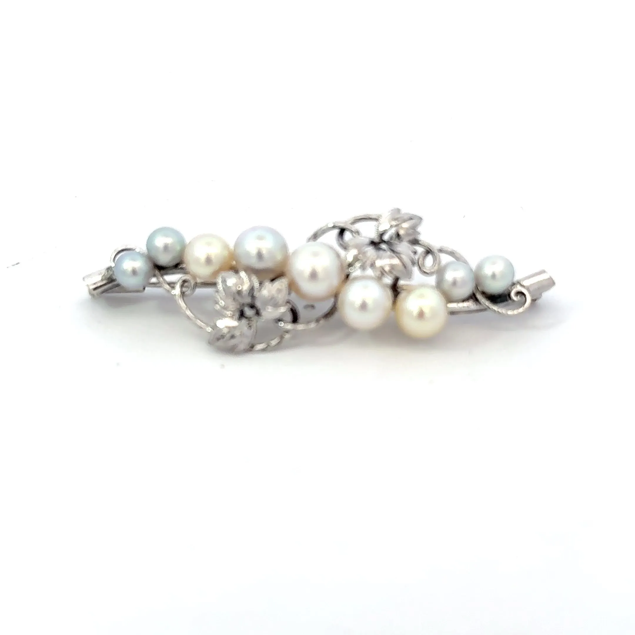 Mikimoto Akoya Pearl Brooch Sterling Silver 6.8 mm Estate 8 Grams M443