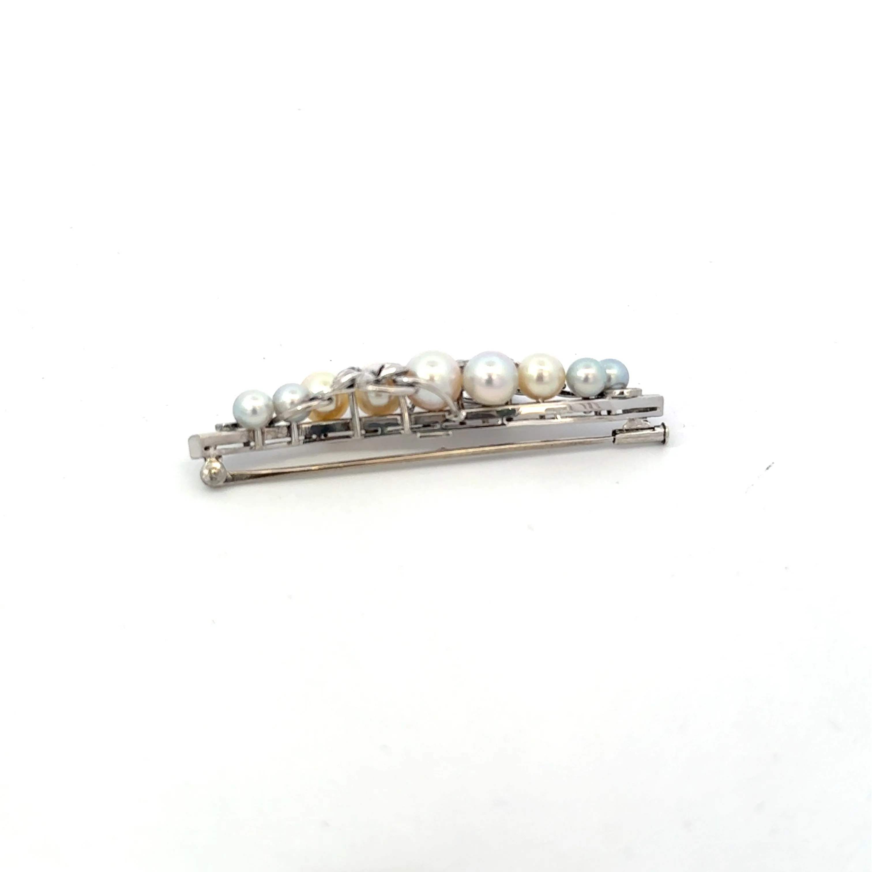 Mikimoto Akoya Pearl Brooch Sterling Silver 6.8 mm Estate 8 Grams M443