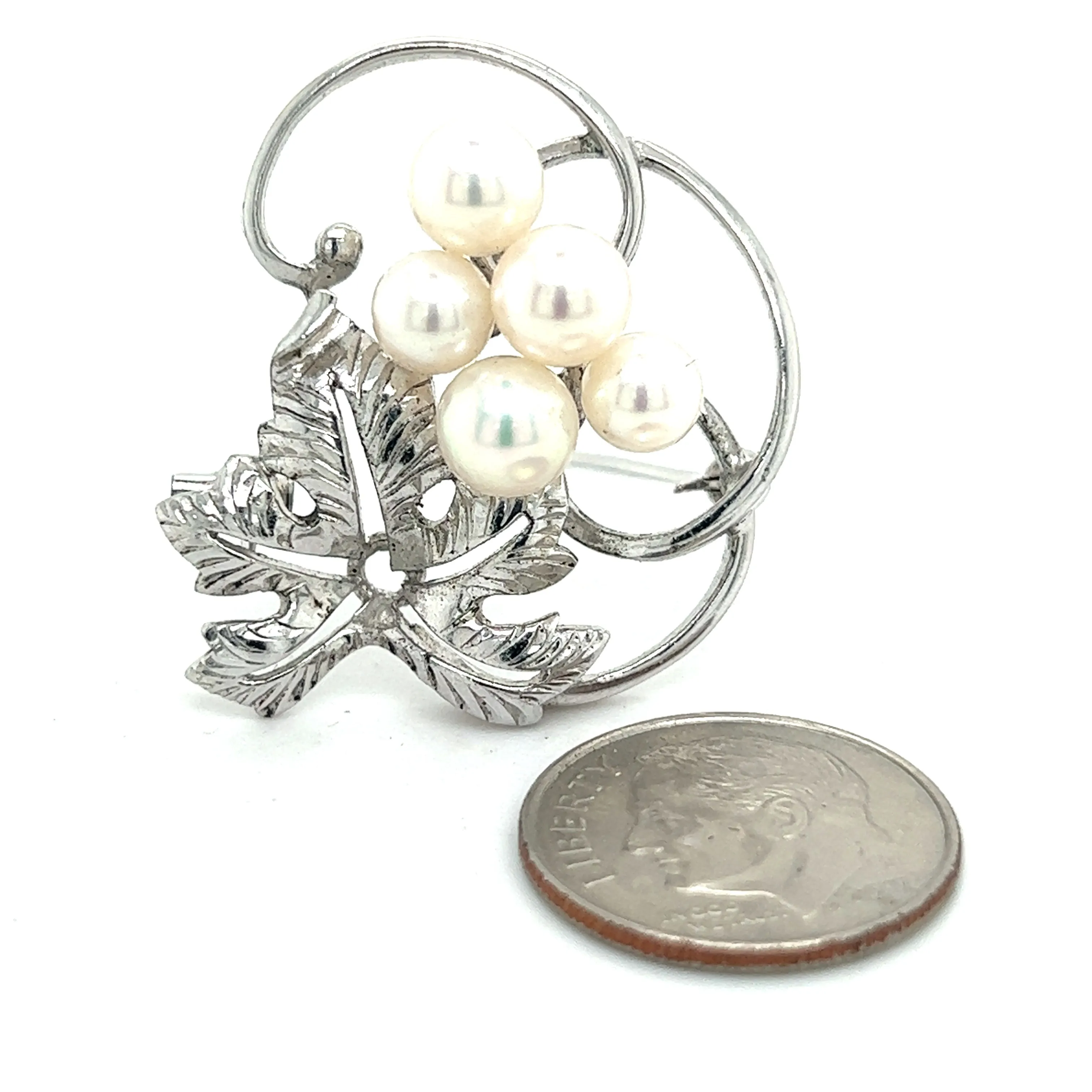 Mikimoto Authentic Estate Akoya Pearl Brooch Pin Sterling Silver 5.85 mm M302