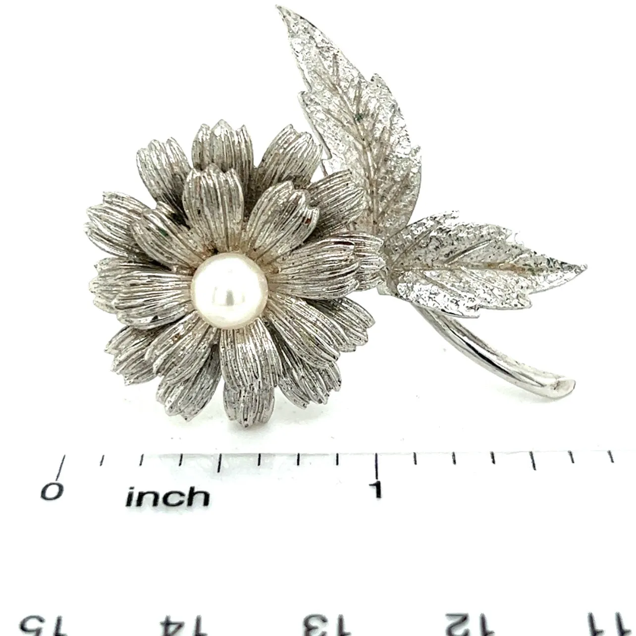 Mikimoto Estate Akoya Flower Pearl Brooch Pin Sterling Silver 6.16 mm M415