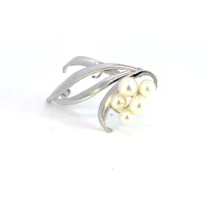 Mikimoto Estate Akoya Pearl Brooch 6.40-5.30 mm Silver M376